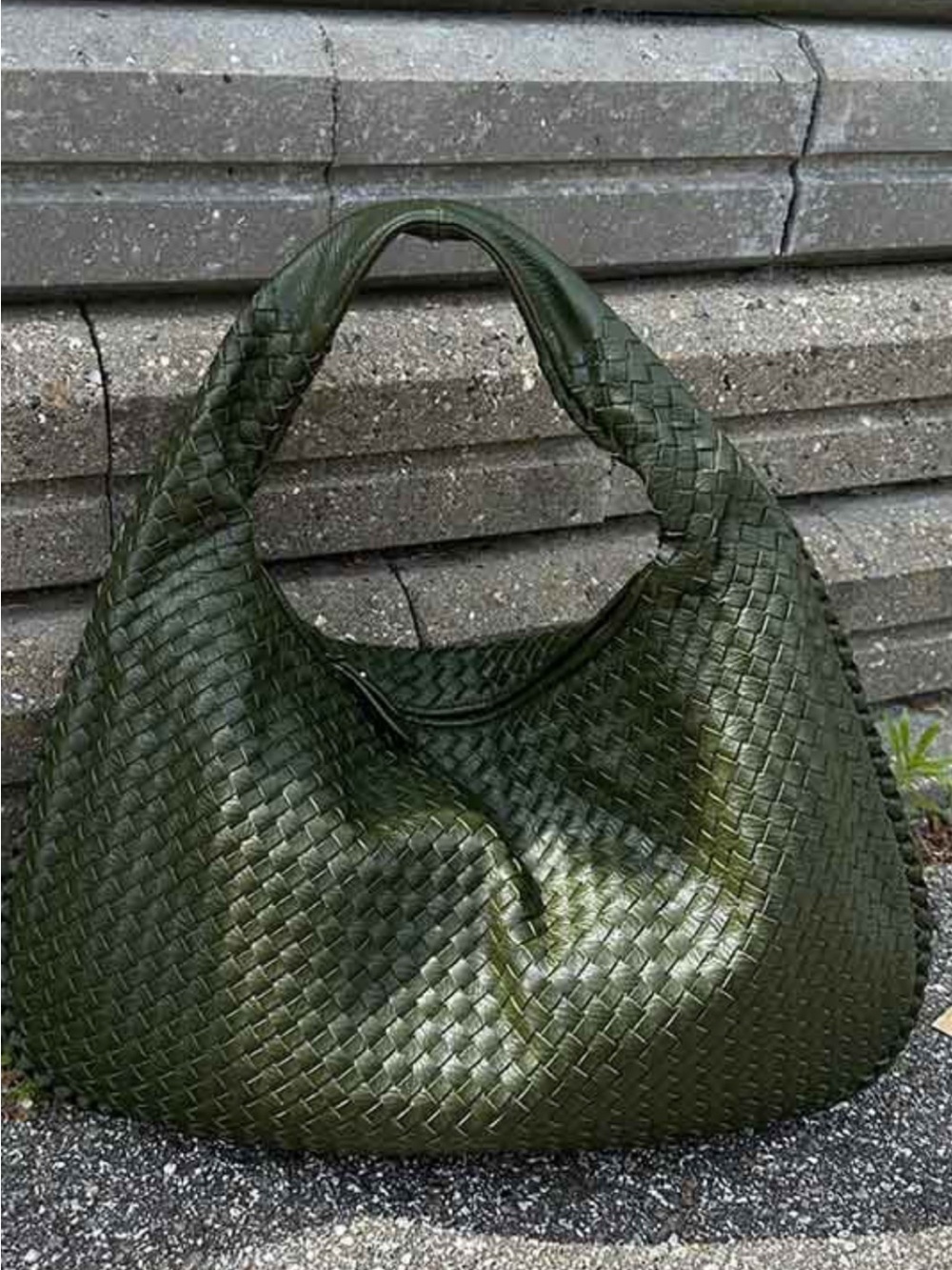 Woven Hobo Shoulder Bag in Green and Blue. Set of 2, bags